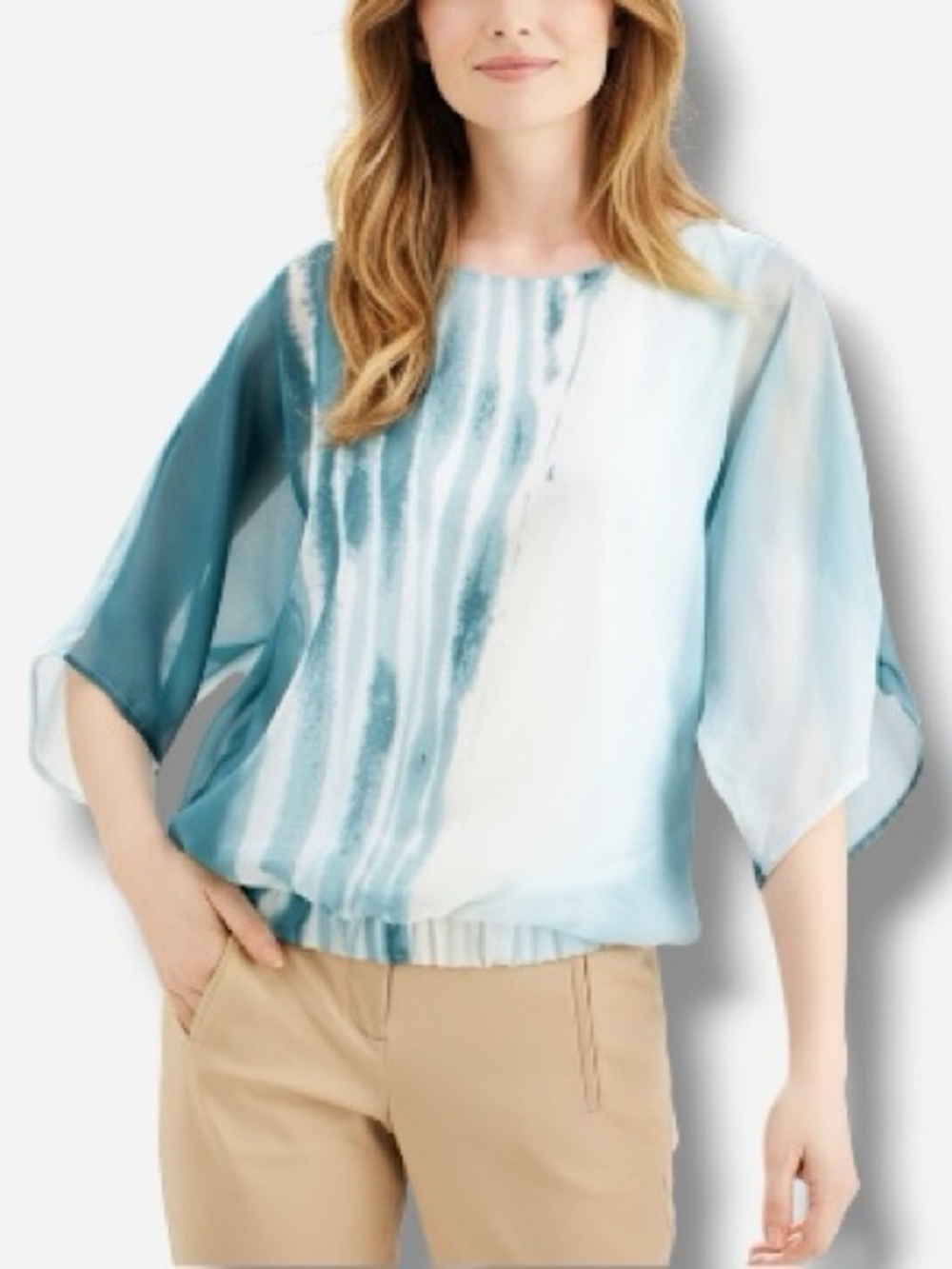 New LARGE Alfani Kimono Sleeve Sheer Blouse NWT